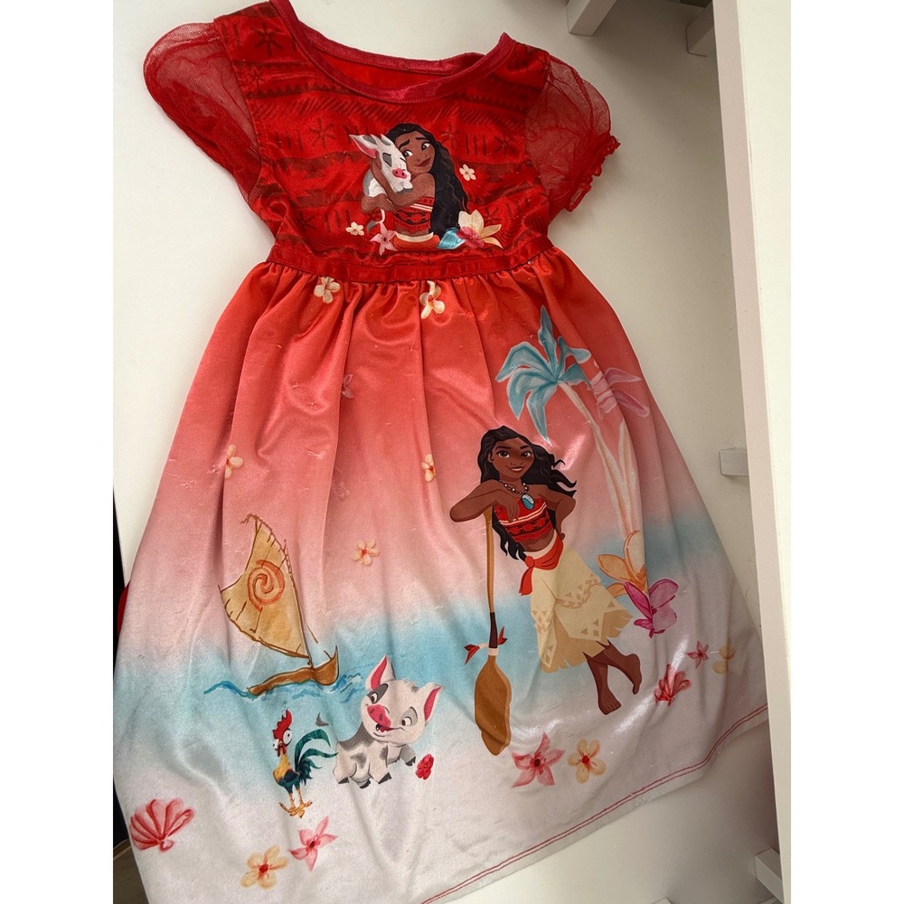 Disney Princess Moana Red Ombre Dress Pua Hei Hei Girls Size 2T